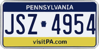 PA license plate JSZ4954