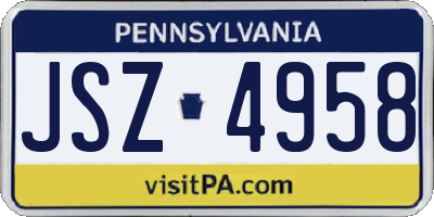 PA license plate JSZ4958