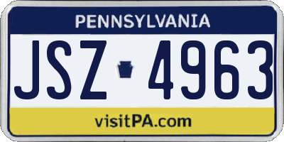 PA license plate JSZ4963