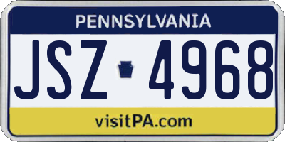 PA license plate JSZ4968