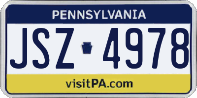 PA license plate JSZ4978