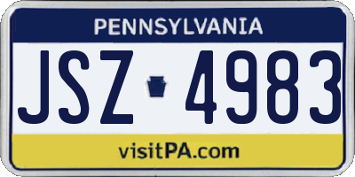 PA license plate JSZ4983