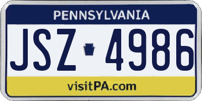 PA license plate JSZ4986