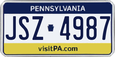PA license plate JSZ4987