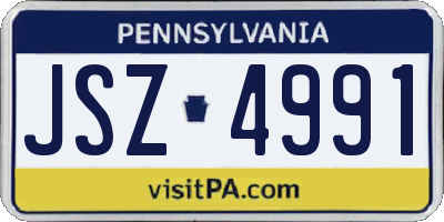 PA license plate JSZ4991