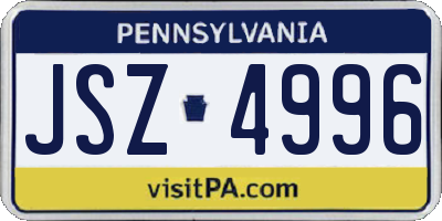 PA license plate JSZ4996