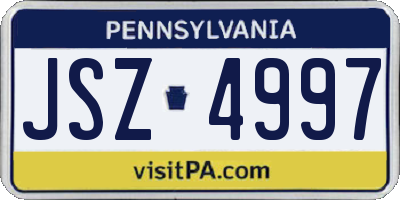 PA license plate JSZ4997