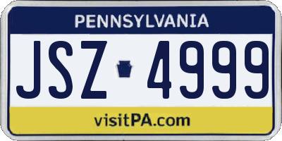 PA license plate JSZ4999