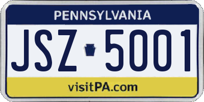 PA license plate JSZ5001