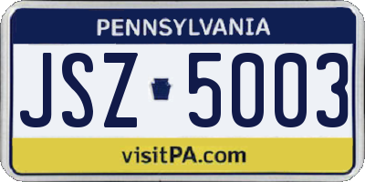 PA license plate JSZ5003
