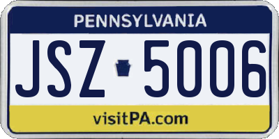 PA license plate JSZ5006