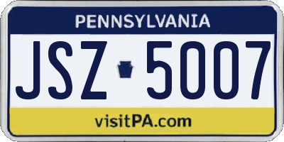 PA license plate JSZ5007