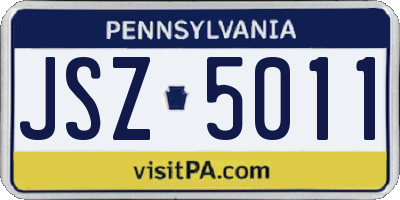 PA license plate JSZ5011