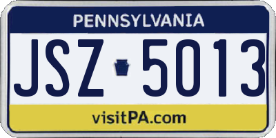 PA license plate JSZ5013