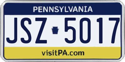 PA license plate JSZ5017