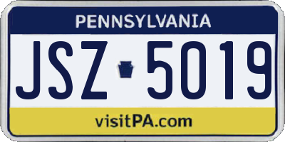 PA license plate JSZ5019