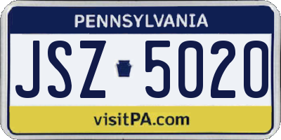 PA license plate JSZ5020