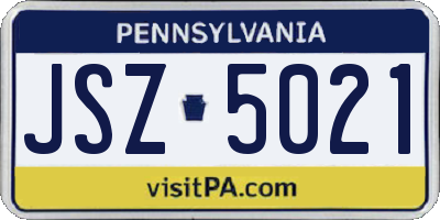 PA license plate JSZ5021