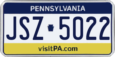 PA license plate JSZ5022