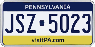 PA license plate JSZ5023