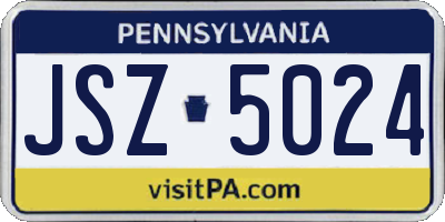 PA license plate JSZ5024