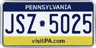 PA license plate JSZ5025