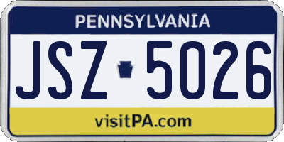 PA license plate JSZ5026