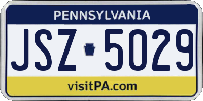 PA license plate JSZ5029