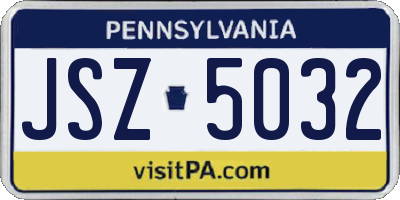 PA license plate JSZ5032