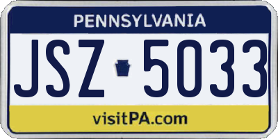 PA license plate JSZ5033