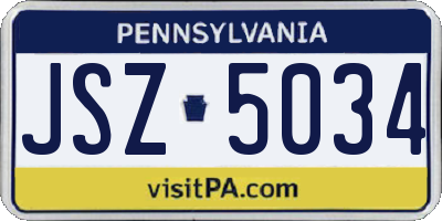 PA license plate JSZ5034