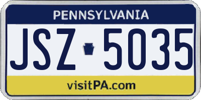 PA license plate JSZ5035
