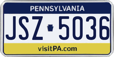 PA license plate JSZ5036