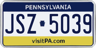 PA license plate JSZ5039