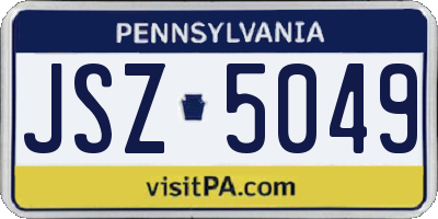PA license plate JSZ5049