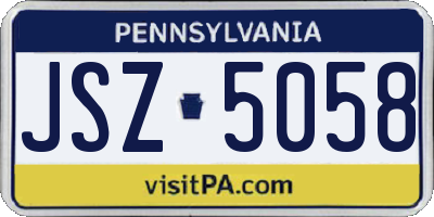 PA license plate JSZ5058