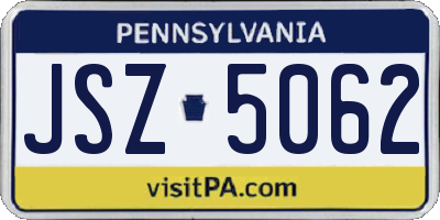 PA license plate JSZ5062
