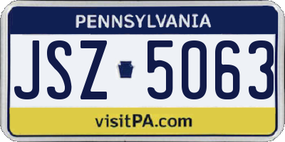 PA license plate JSZ5063