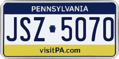PA license plate JSZ5070