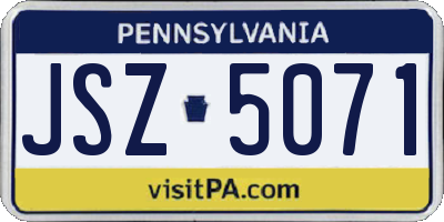 PA license plate JSZ5071