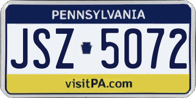 PA license plate JSZ5072
