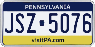 PA license plate JSZ5076