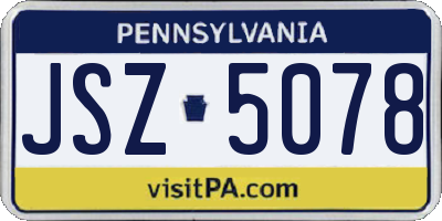 PA license plate JSZ5078