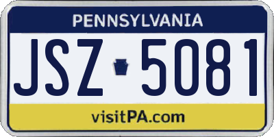 PA license plate JSZ5081