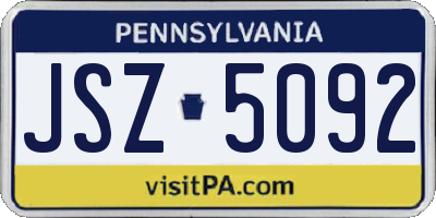 PA license plate JSZ5092