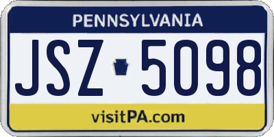 PA license plate JSZ5098