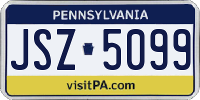 PA license plate JSZ5099