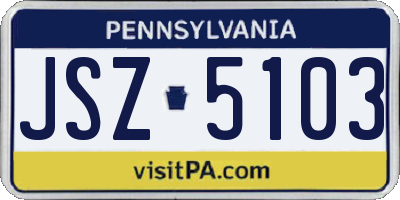PA license plate JSZ5103