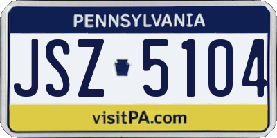PA license plate JSZ5104
