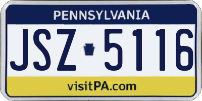 PA license plate JSZ5116